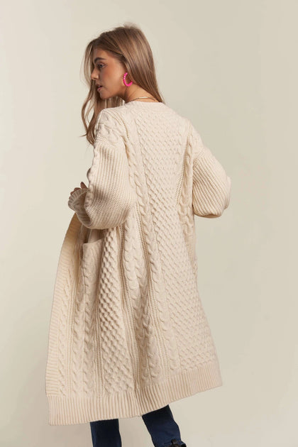 Beige Cableknit Cardigan – 1 Happy Girl