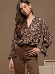 Chocolate Floral Blouse