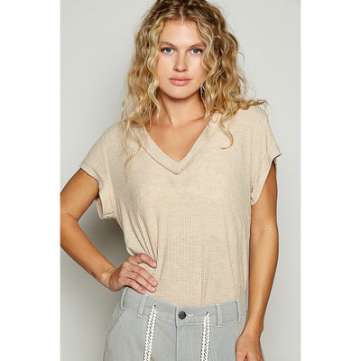 Latte Ribbed Tee