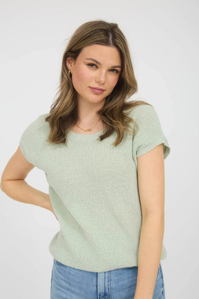 Bow Back Sweater Top Sage