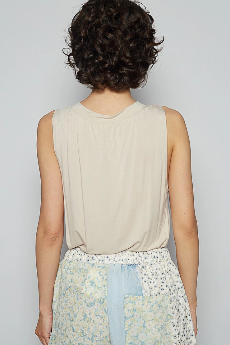 Khaki Buttondown Tank
