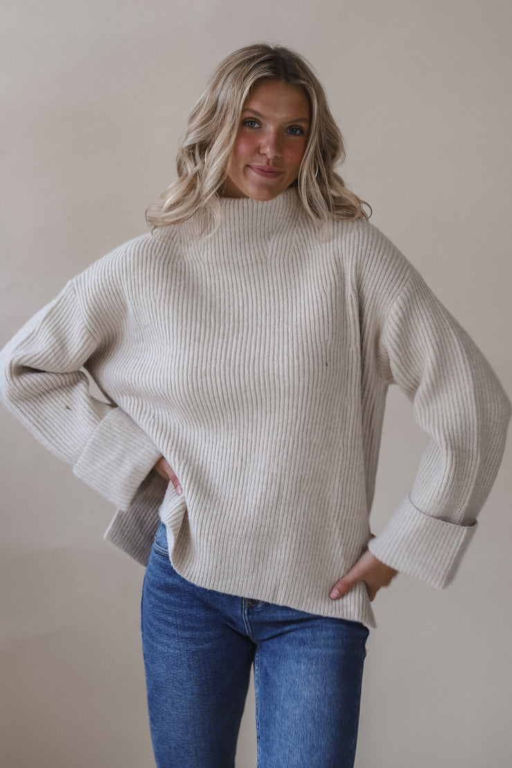 Free Falling Turtleneck Ivory Sweater