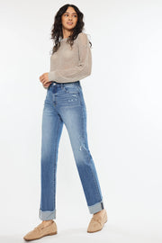 Cuffed Slim Straight Leg Jeans