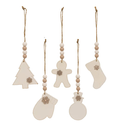Beaded Wooden Stitched Ornament