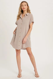 Beckah Mushroom Button-up Shirt Dress