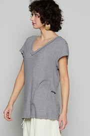 Grey Ribbed Tee