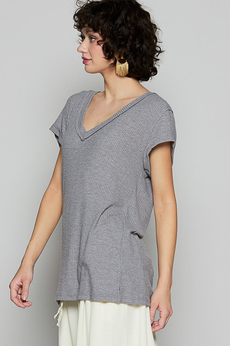 Grey Ribbed Tee