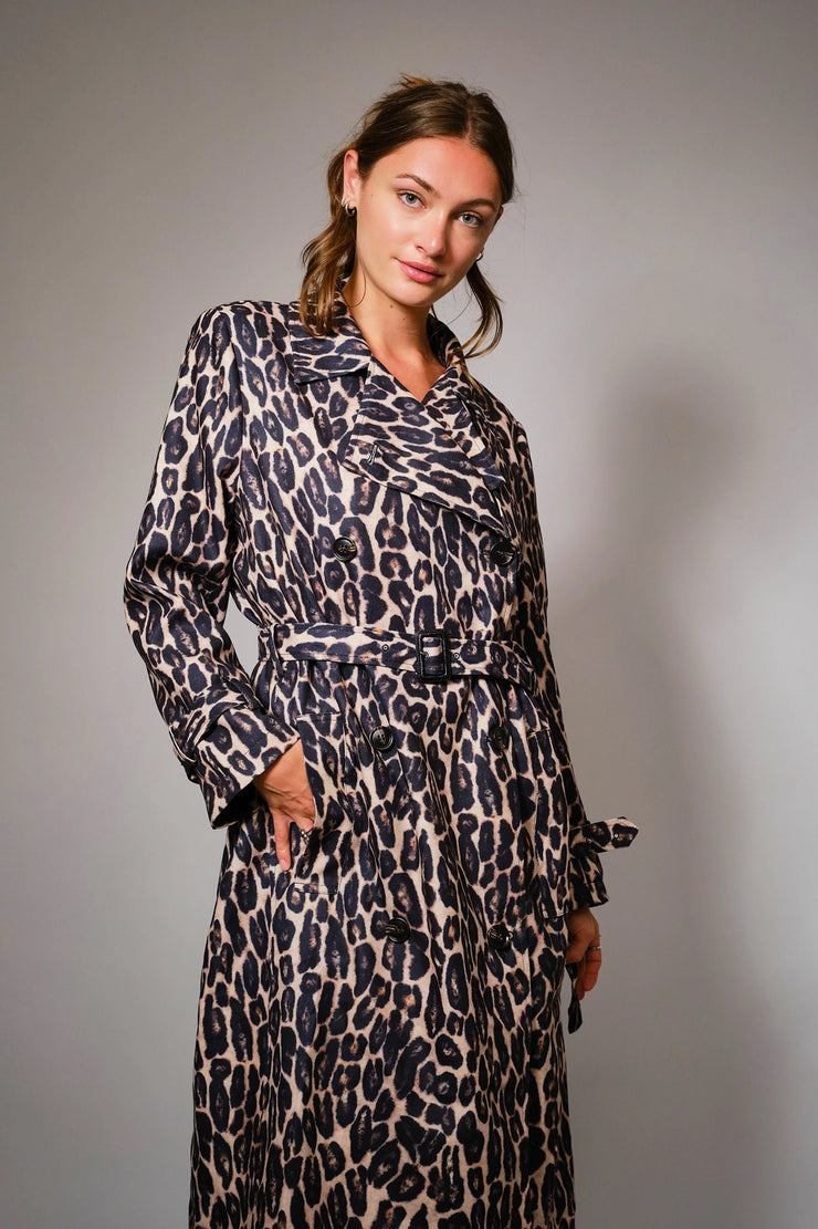 Leoapard Double Breasted Trench Coat