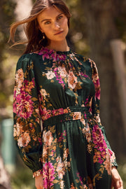 Evergreen Holiday Floral Dress