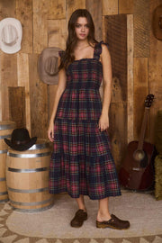 Navy Plaid Dress