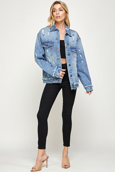 Marissa Medium Wash Oversized Denim Jacket