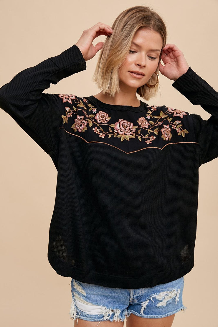 Whitney Black Embroidered Blouse