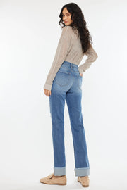 Cuffed Slim Straight Leg Jeans