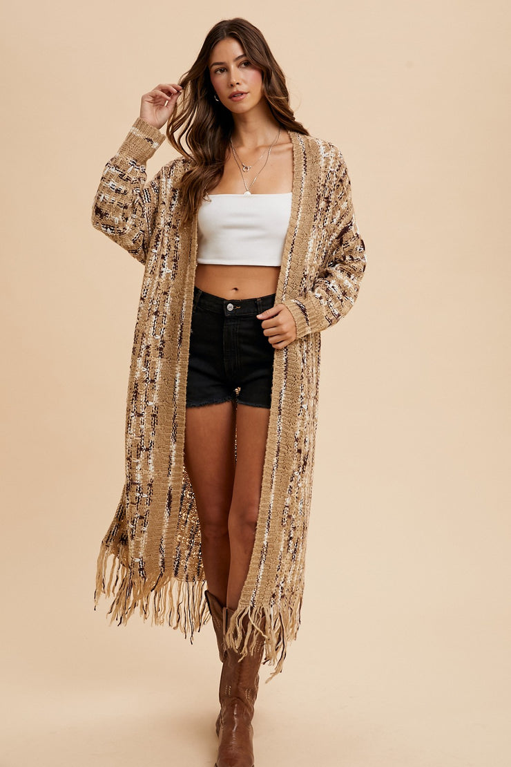 Mocha Metallic Maxi Cardigan