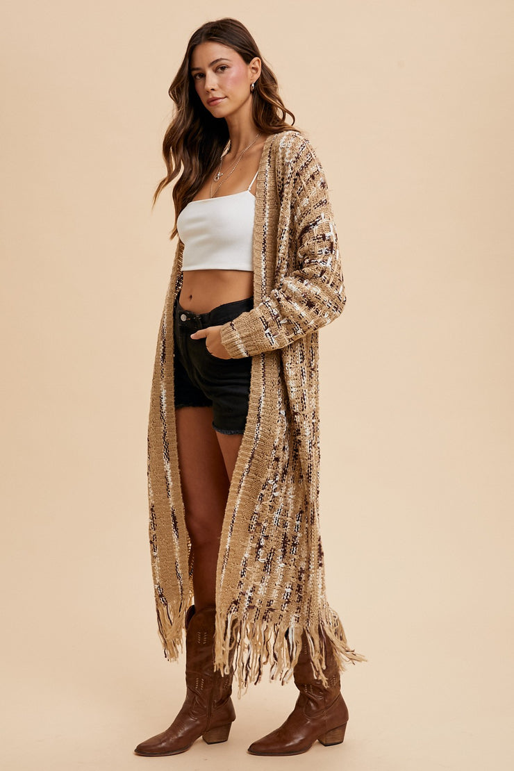 Mocha Metallic Maxi Cardigan