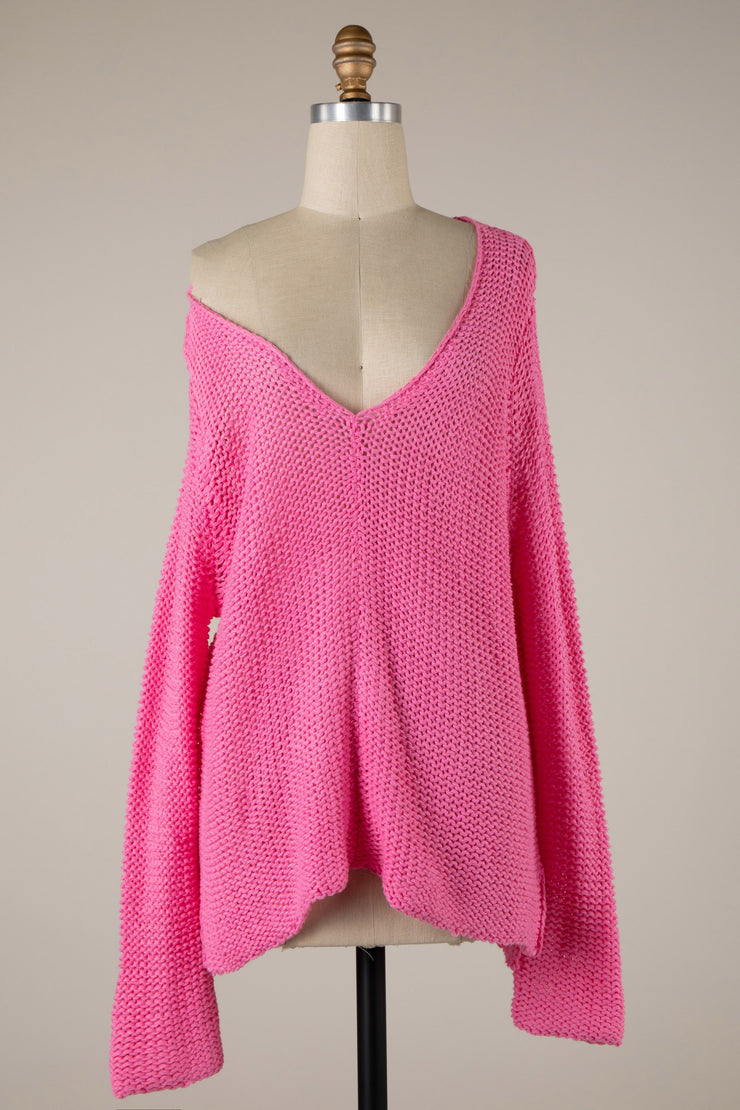 Hot Pink Cableknit Sweater