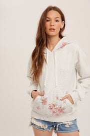 Quilted Floral Accent Hoodie