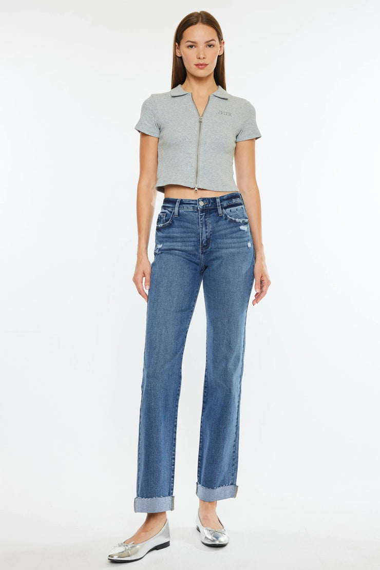 High Rise True Straight Jeans