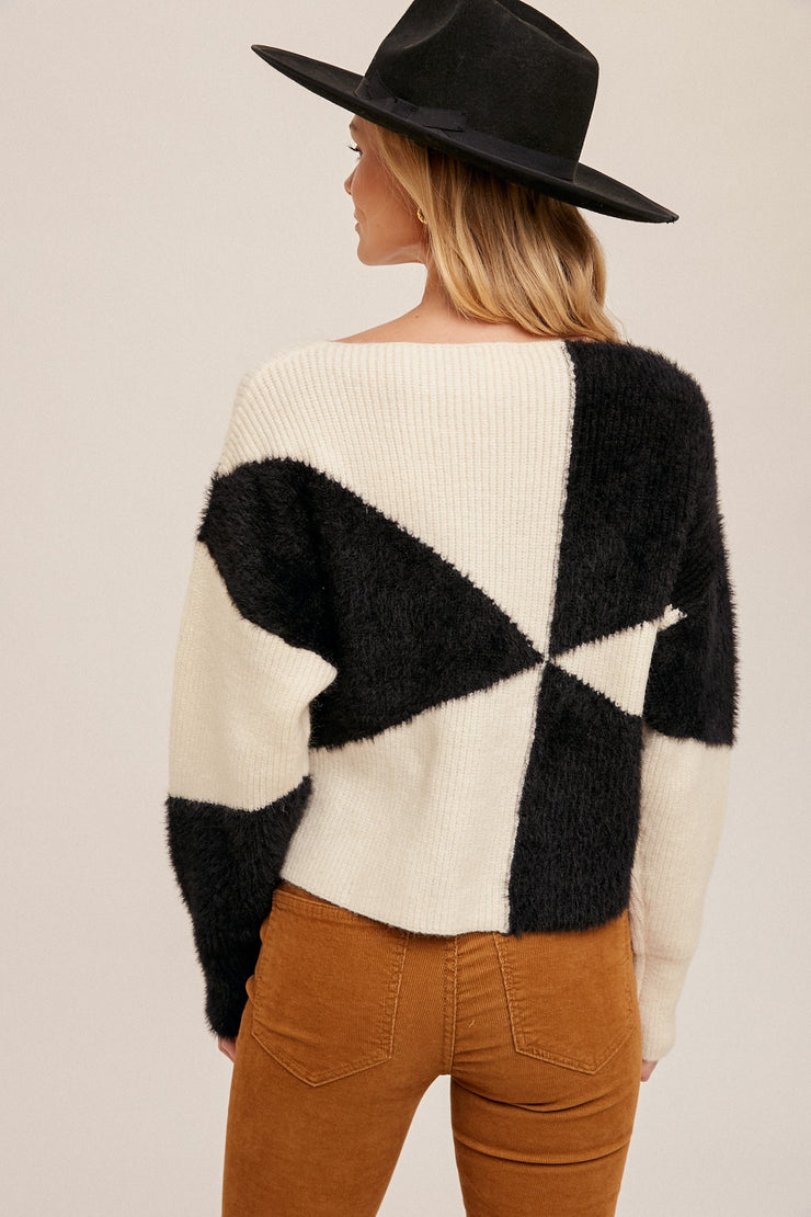 Fuzzy Black Groovy Sweater