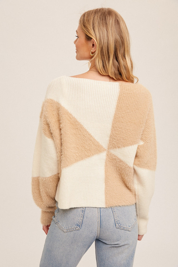 Fuzzy Taupe Groovy Sweater