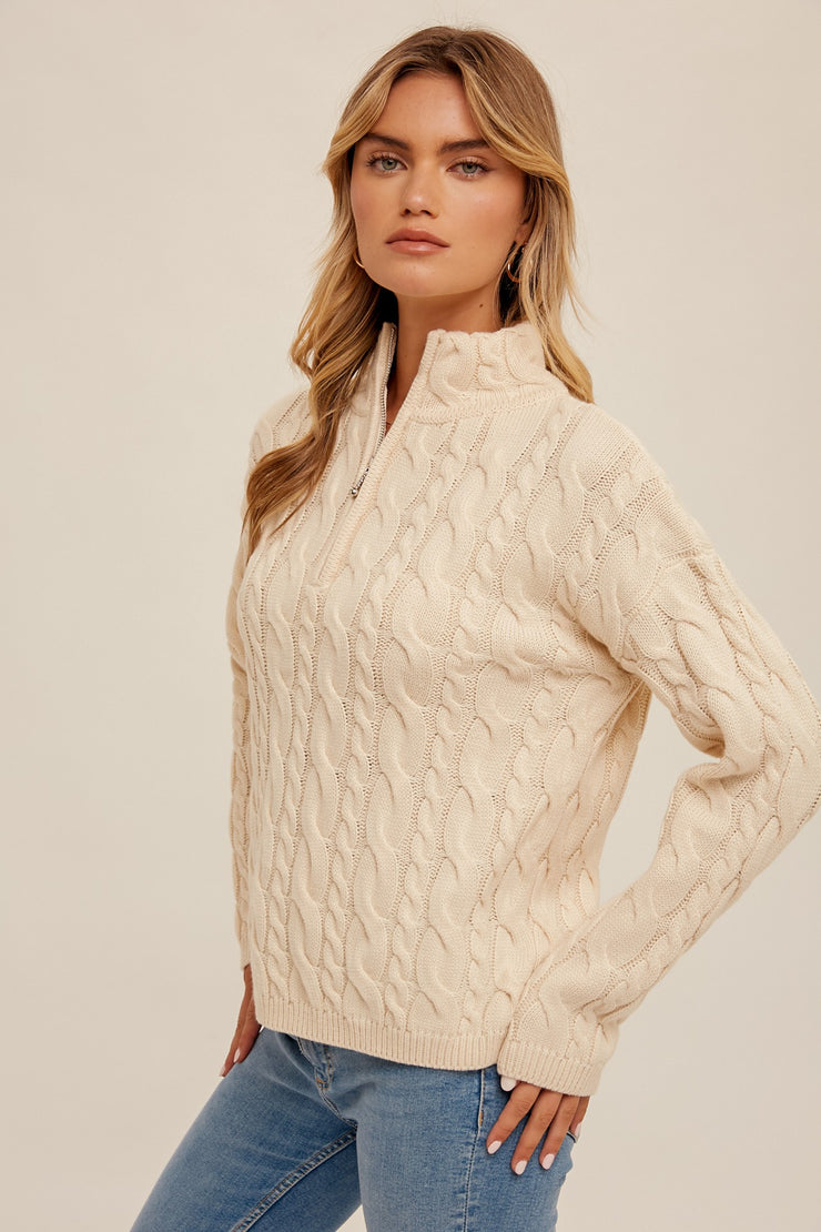 Zip It Up Cable Knit Sweater