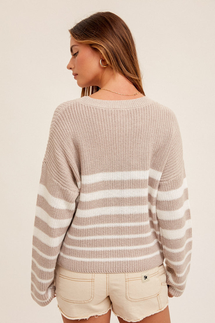 Taupe Striped Sweater