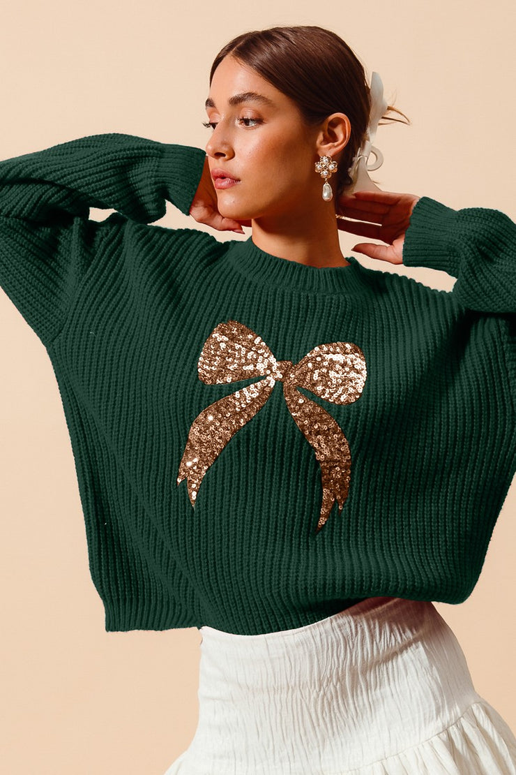Green Golden Bow Sweater