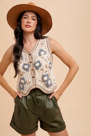 Vintage Flowers Crochet Vest