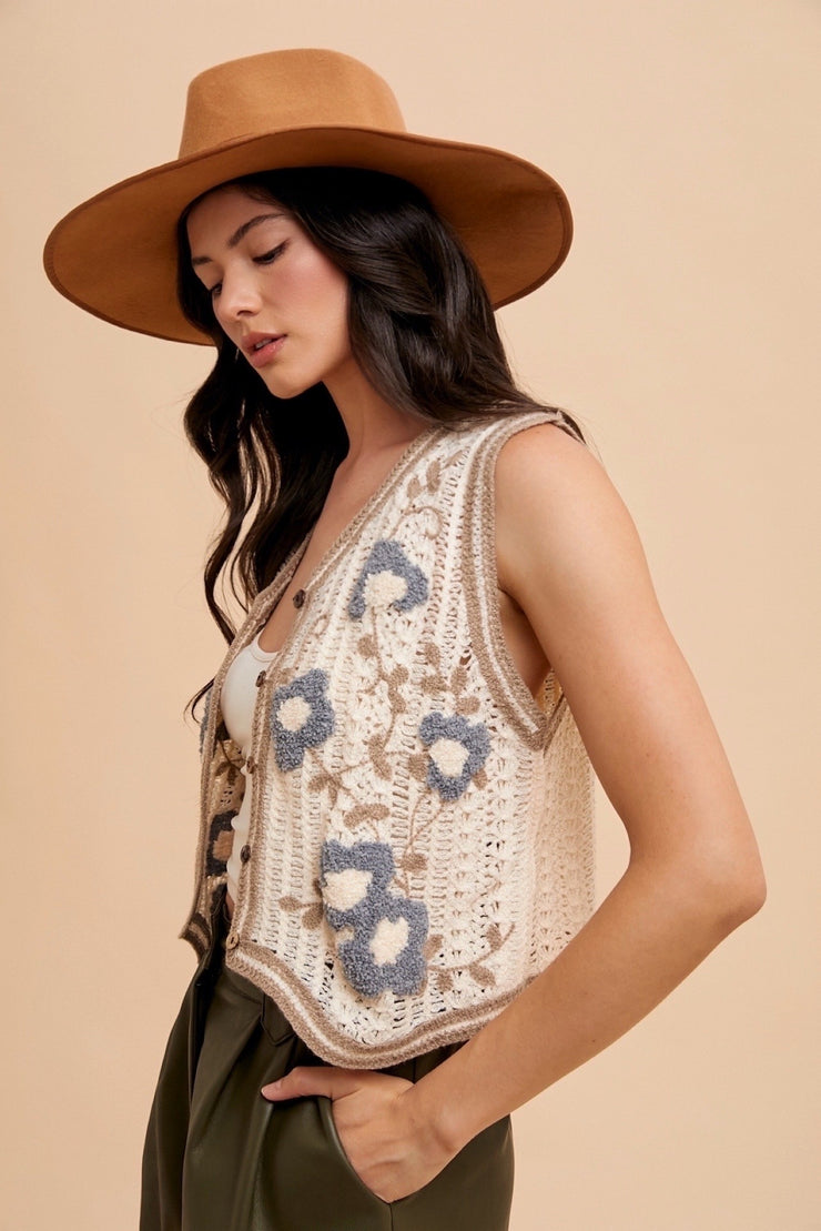 Vintage Flowers Crochet Vest