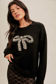 Pearl & rhinestone Bow Sweater