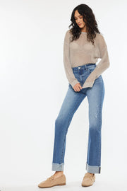 Cuffed Slim Straight Leg Jeans