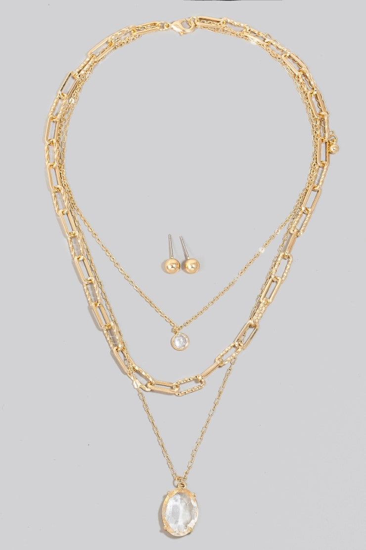 Golden Crystal Layered Necklace