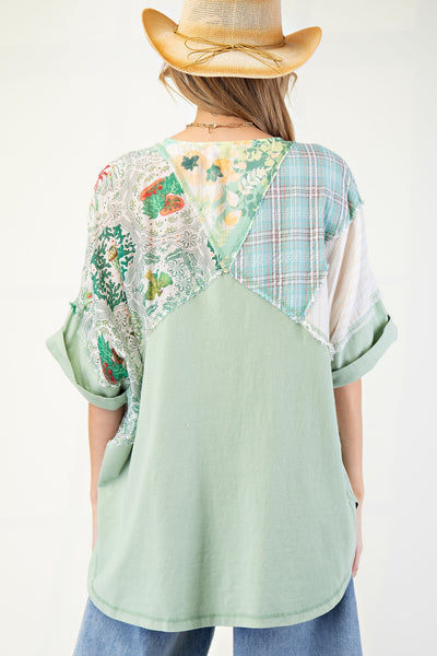 Sage Patchwork Blouse