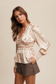 Satin Ruffled Blouse