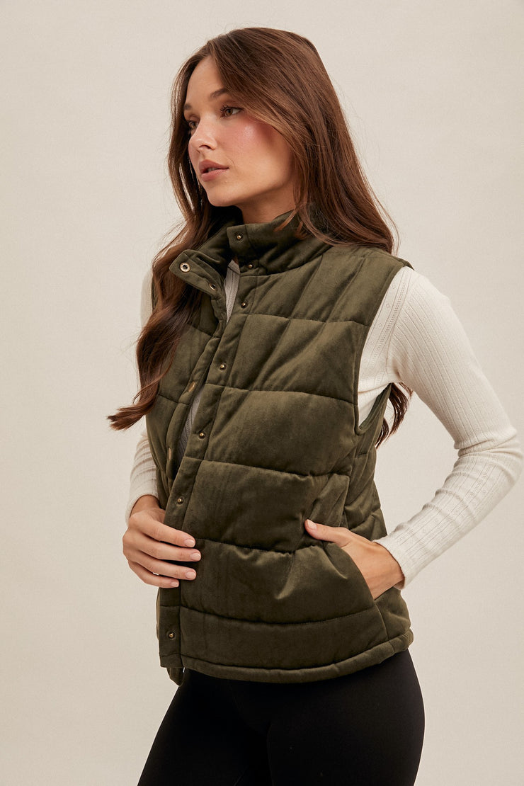 Olive Velvet Vest