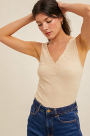 Dusty Taupe Lace Tank