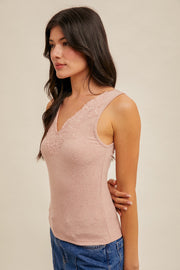 Dusty Mauve Lace Tank