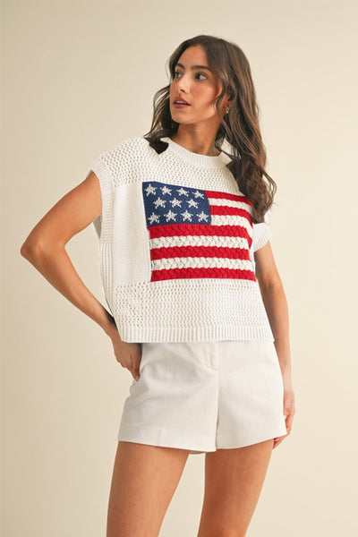Ivory Red White & You Summer Sweater