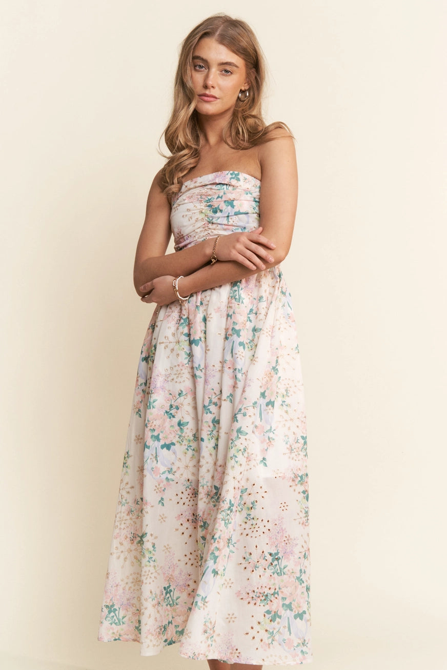 floral tea party dress Tea Length Embroidered Tulle Cocktail Dress main image 1