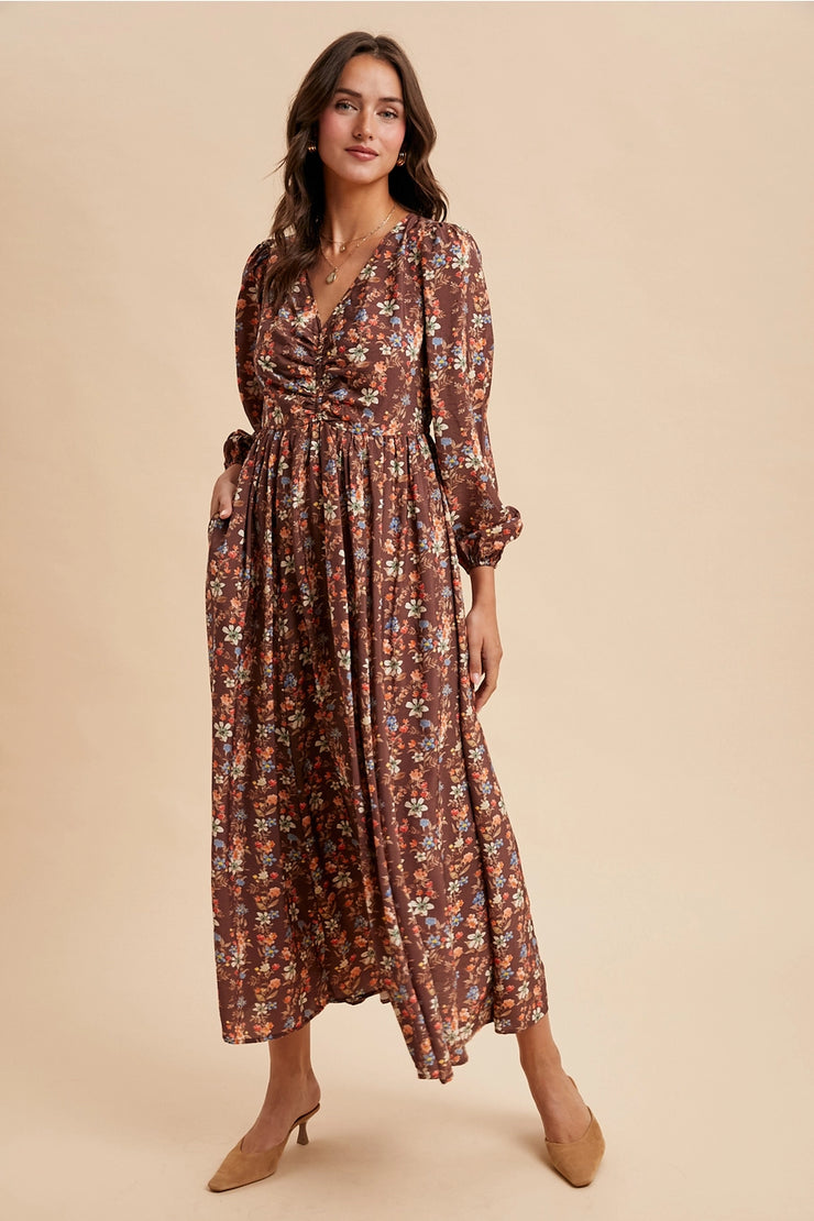 Autumn Blossom Midi Dress