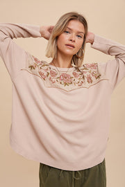 Whitney Almond Embroidered Blouse