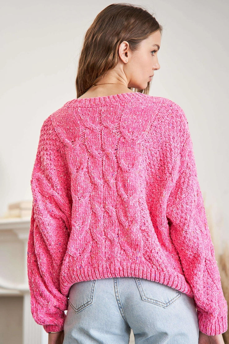 Bubblegum Cableknit Sweater