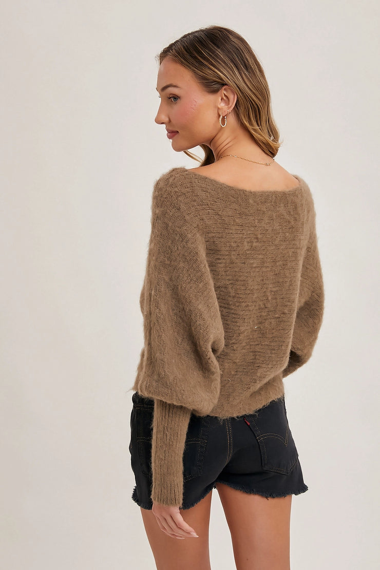 Hollie Mocha Boatneck Sweater