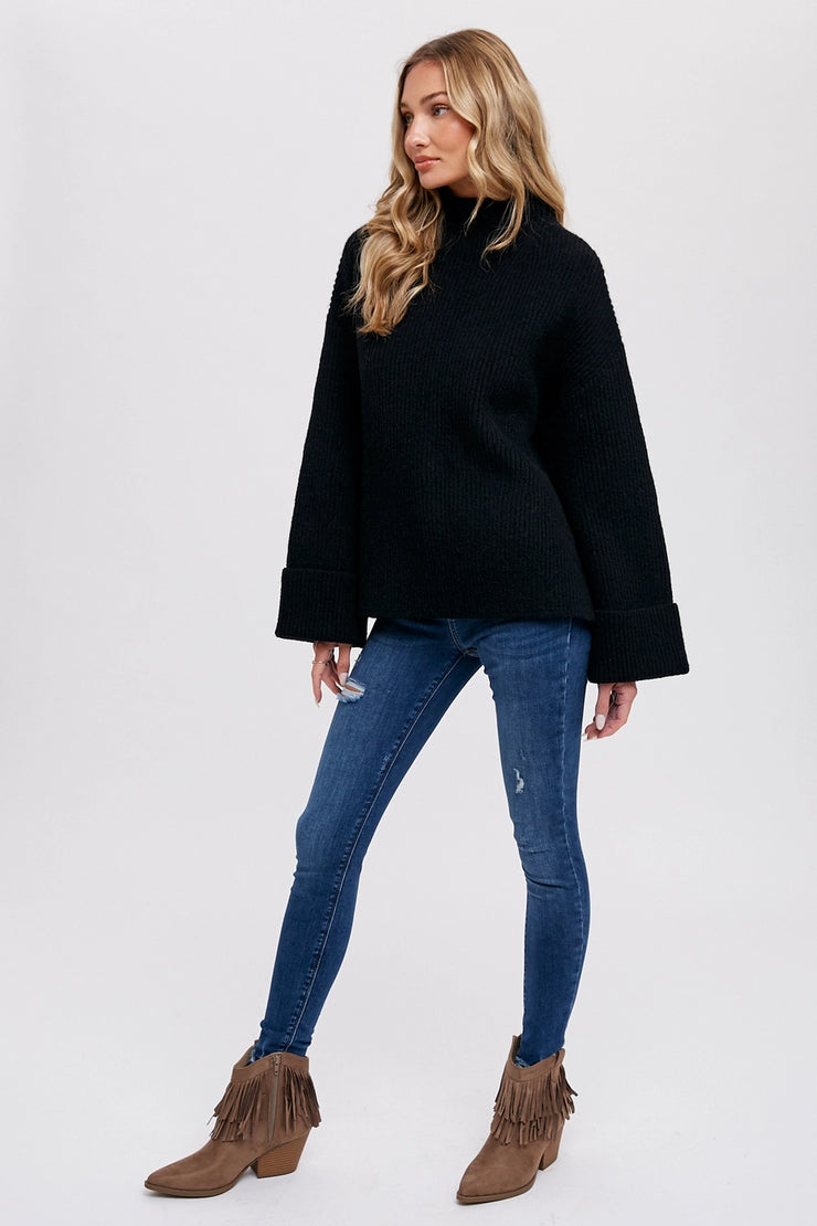 Free Falling Turtleneck Black Sweater