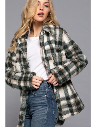 Teal Sherpa Plaid