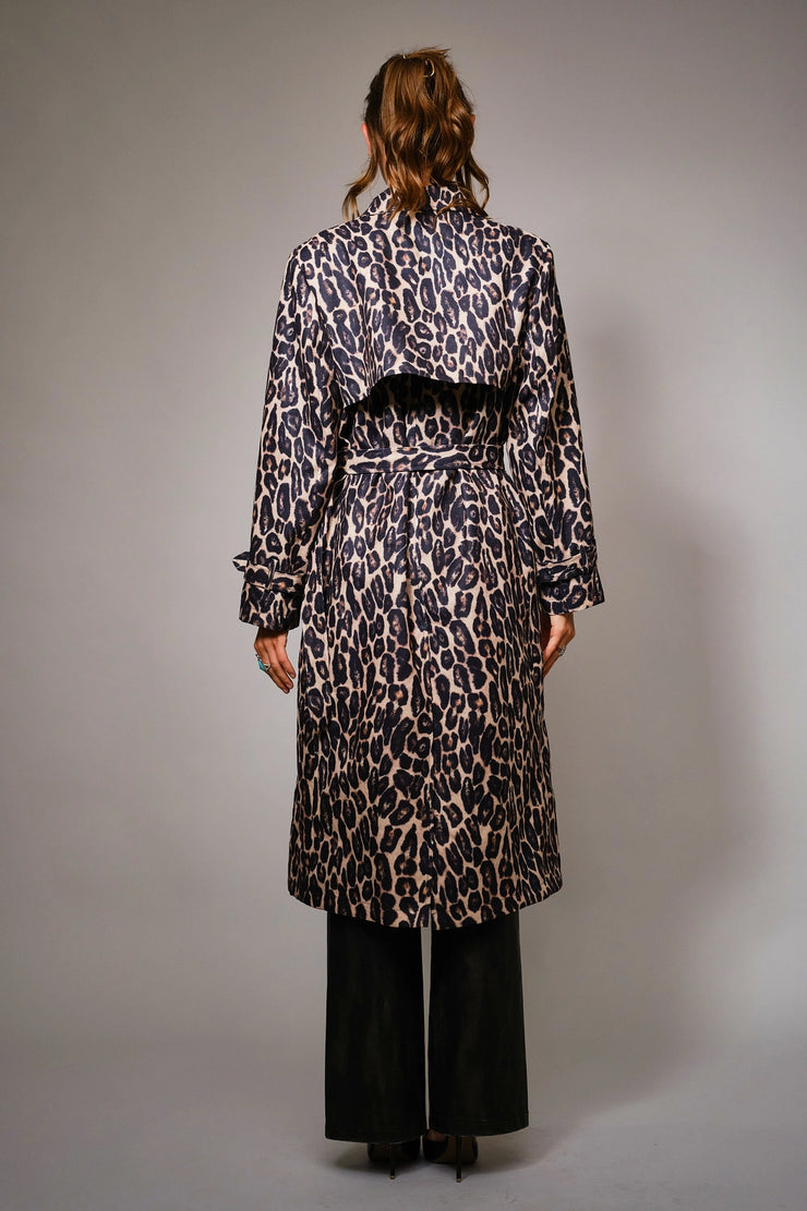 Leoapard Double Breasted Trench Coat