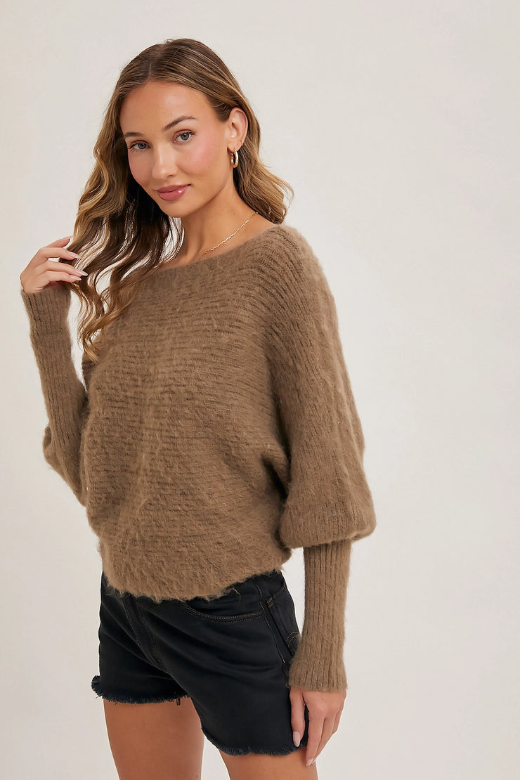 Hollie Mocha Boatneck Sweater