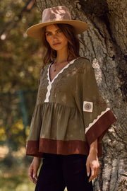 Colorblocked Boho Blouse