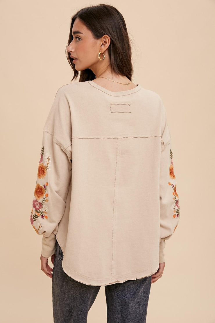 Amelia Almond Embroidered Blouse