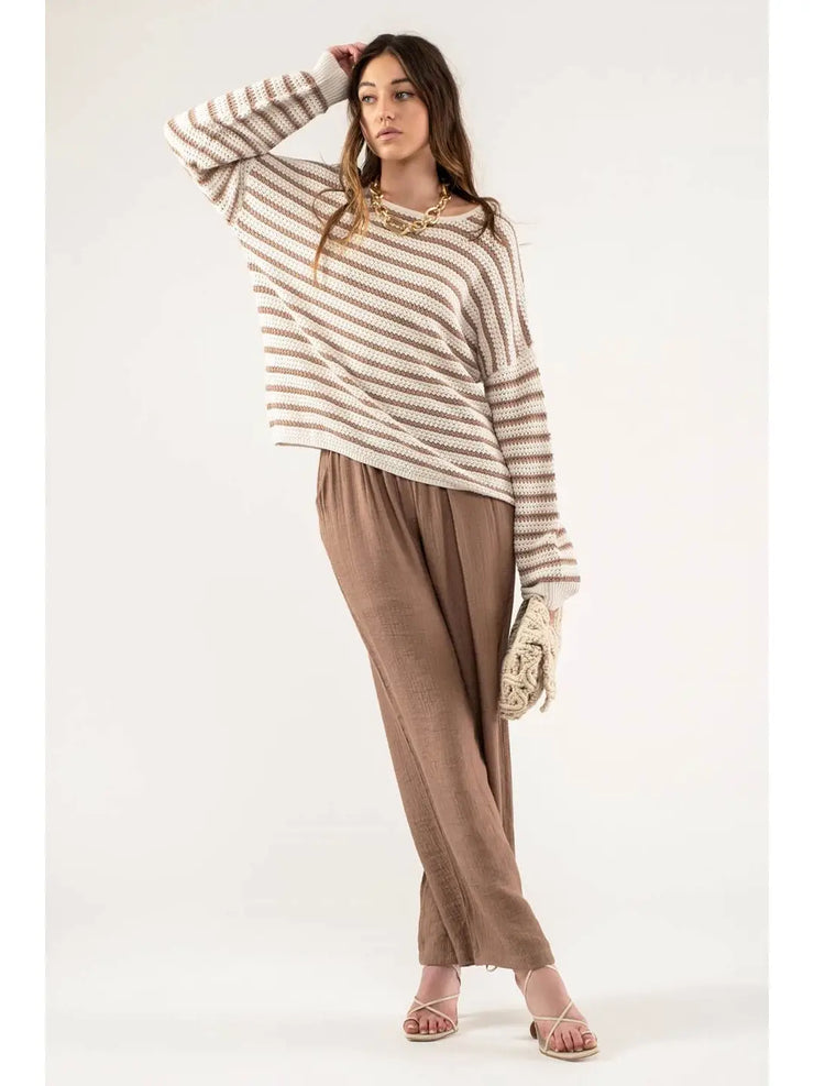 Lori Taupe Stripe Sweater